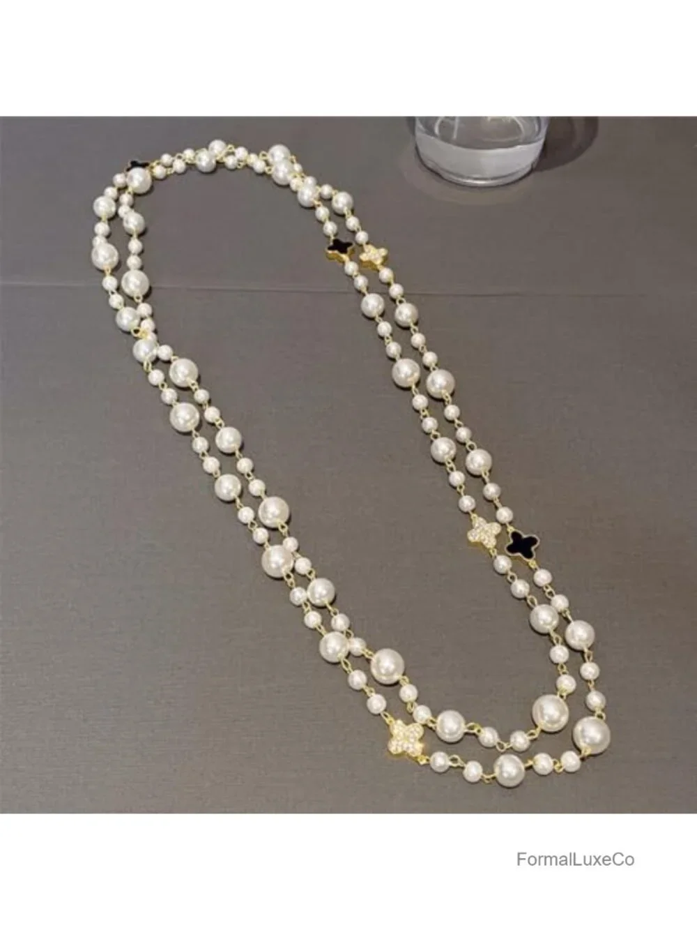 Layered Pearl Necklace for Women Vintage Double Strand Wedding Jewelry